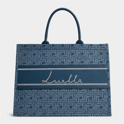 Luella Large Denim Monogram Tote Bag